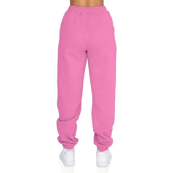 New Size Small Pink Fleece Lined, High Waisted, Cotton Jogger Sweatpants - Picture 4 of 5